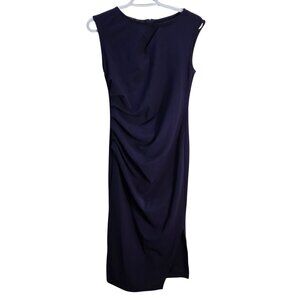 NWOT | Navy Blue Sleeveless Ruched Side Slit Bodycon Midi Dress | Small